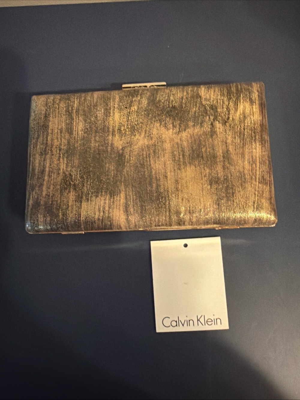 Calvin Klein Evening Clutch Metallic/Brown Brushed With Metallic Gold Hardware